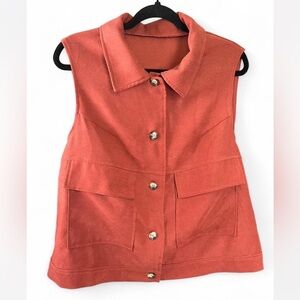 SHEIN Rust Colored Button Up Vest Shacket Size OXL